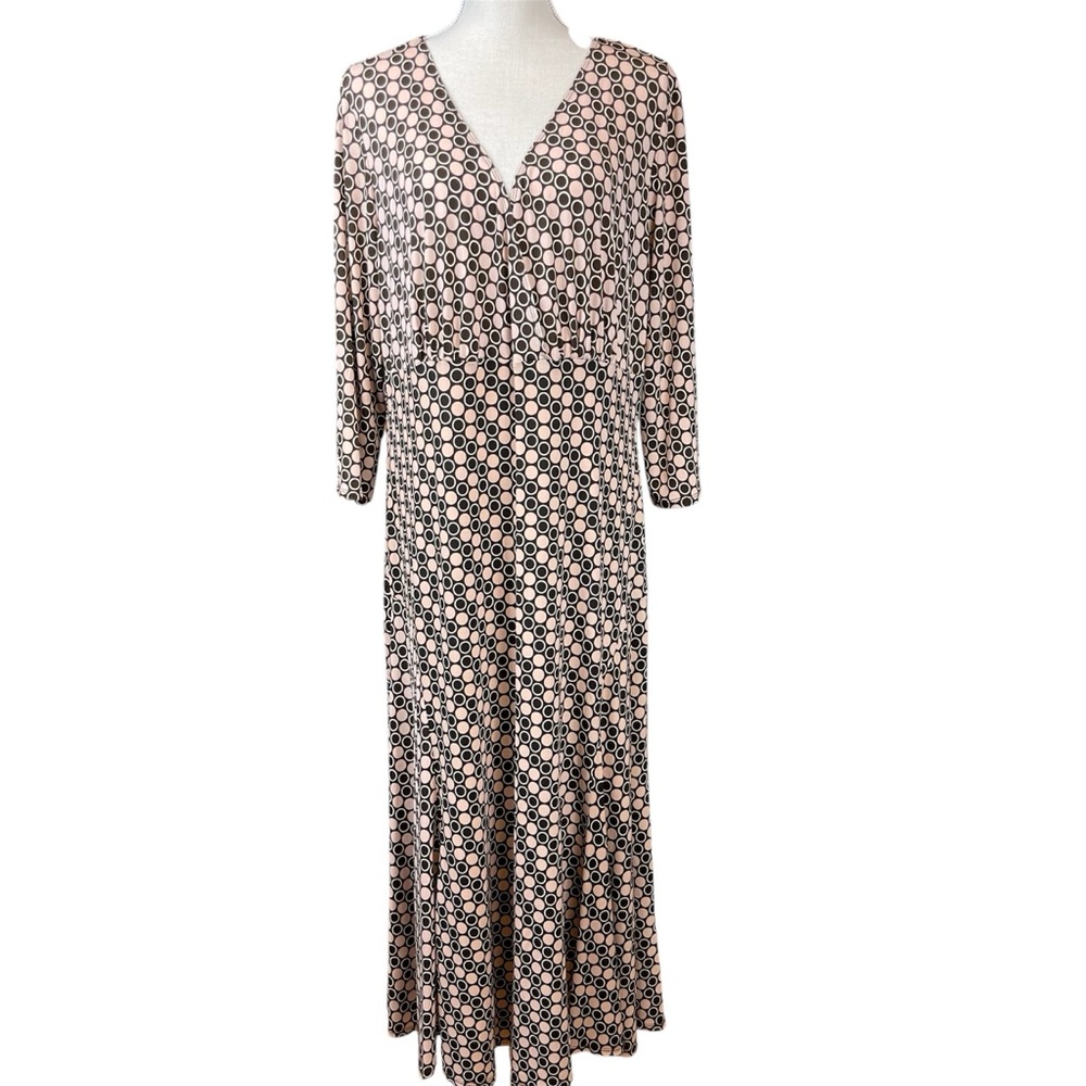 Aa Studio Pink Brown Midi Dress V-Neckline 3/4 Sleeve
Casual Stretch Flowy 18W